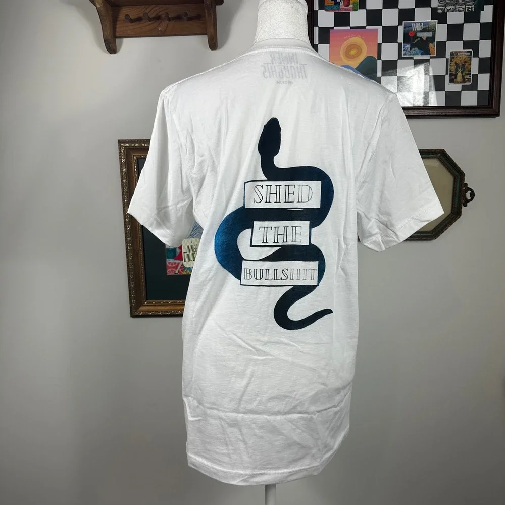 Inner Thoughts Shed the BS Snake Tee with Blue Fade Detail - SIZE M - Picture 3 of 5